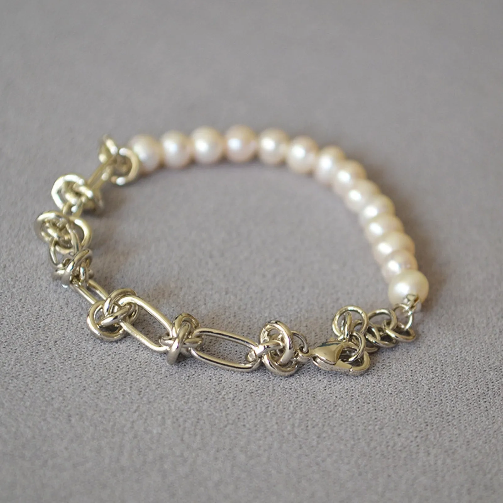 Molten Baroque Pearl Twisted Chain Bracelet