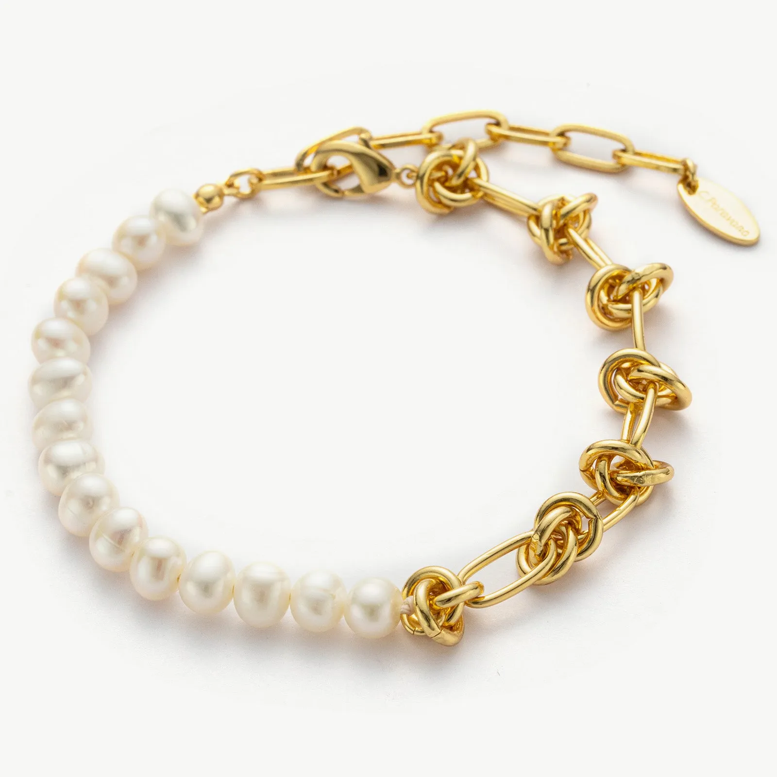 Molten Baroque Pearl Twisted Chain Bracelet