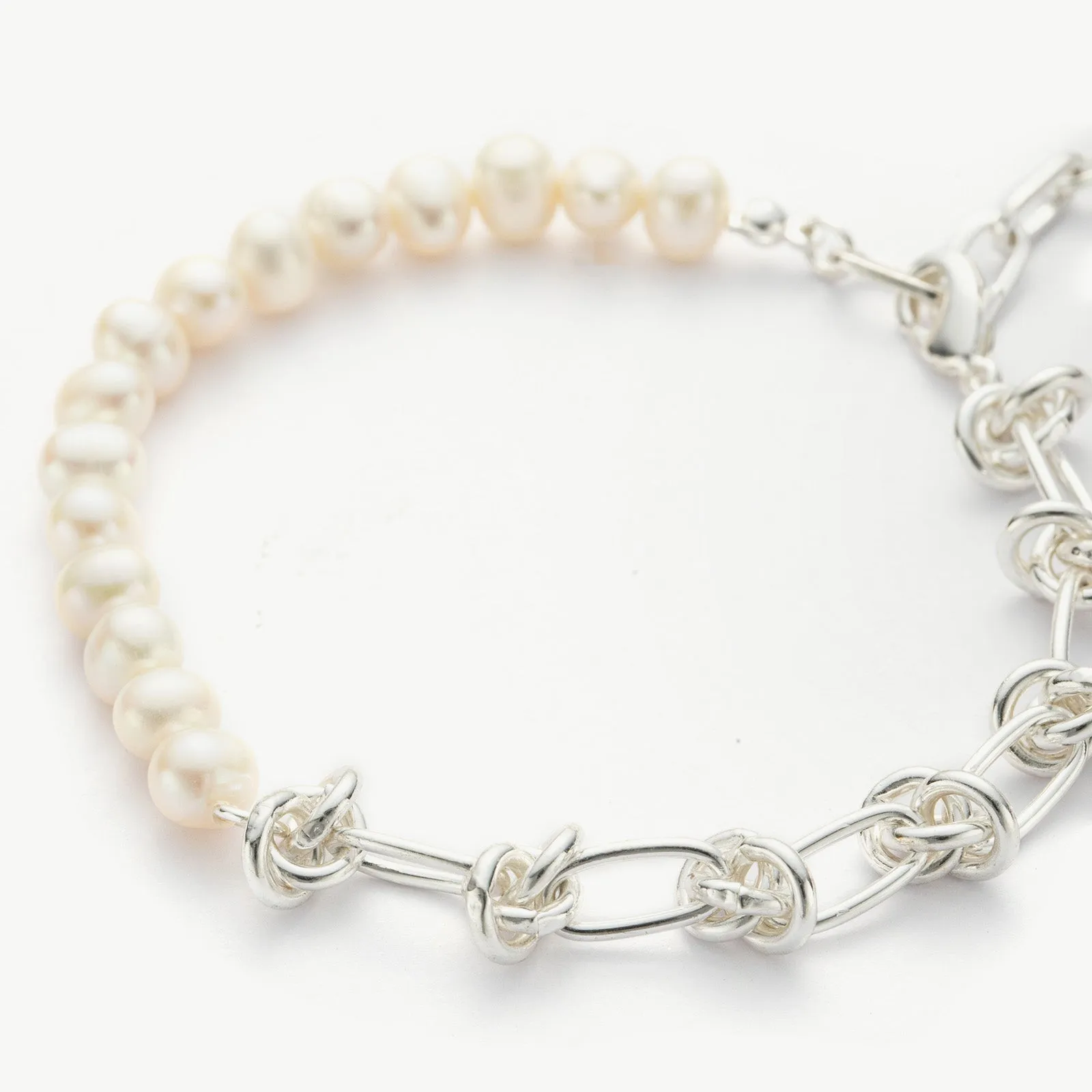 Molten Baroque Pearl Twisted Chain Bracelet