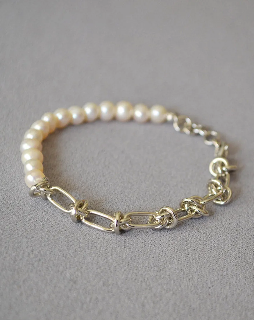 Molten Baroque Pearl Twisted Chain Bracelet