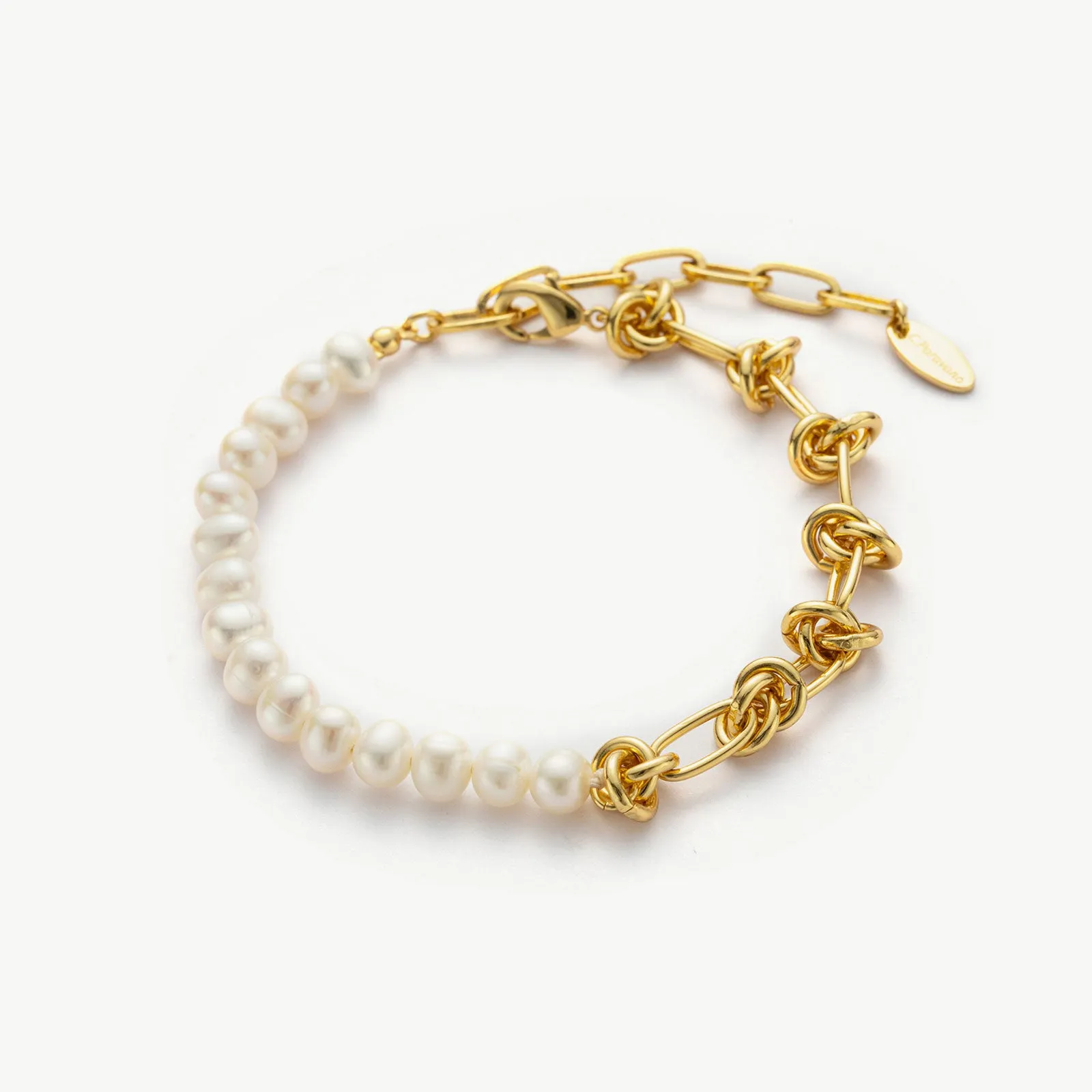 Molten Baroque Pearl Twisted Chain Bracelet