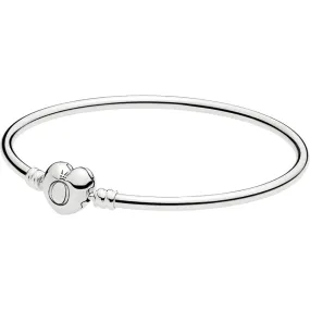 Moments Silver Bangle With Heart Clasp