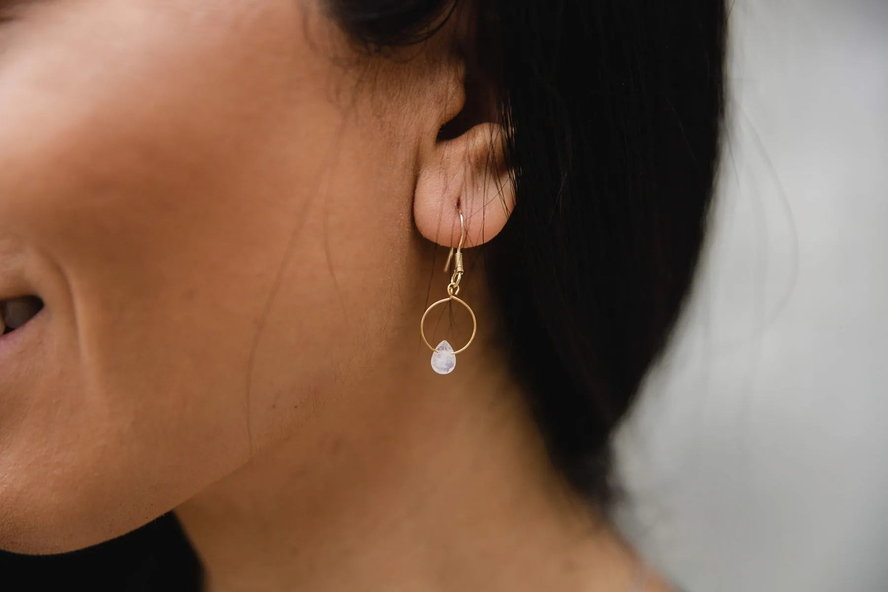 Moonstone Hoop Earrings