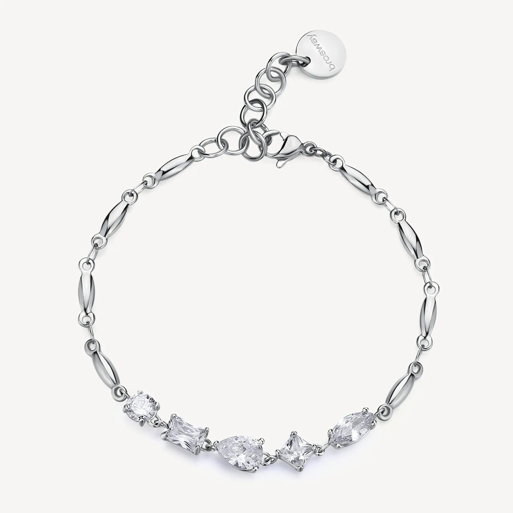 Multi-Stone Cubic Zirconia Fancy Link Bracelet in Stainless Steel