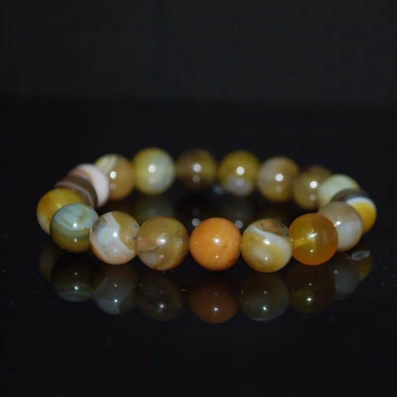 Natural Coffee Stripe Facet Agate Onyx Unisex Men's Bracelets