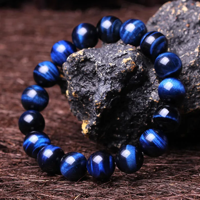 Natural Lapis Lazuli And Blue Tiger Eye Bracelet