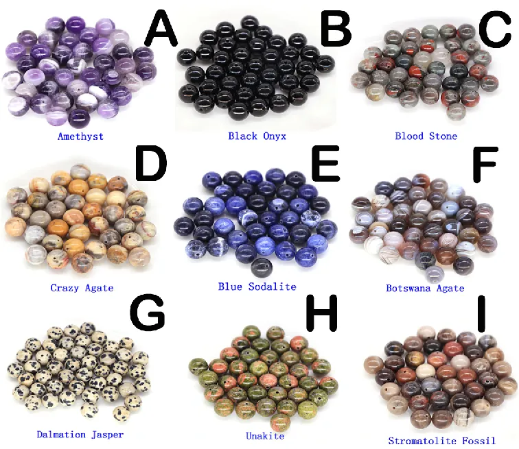 Natural Stone Beads - Bracelet Making Kit - Round Loose Gemstone Beads Lot For Jewelry Making Bracelet and Jewelry 4 mm 6 mm 8 mm 10mm DIY