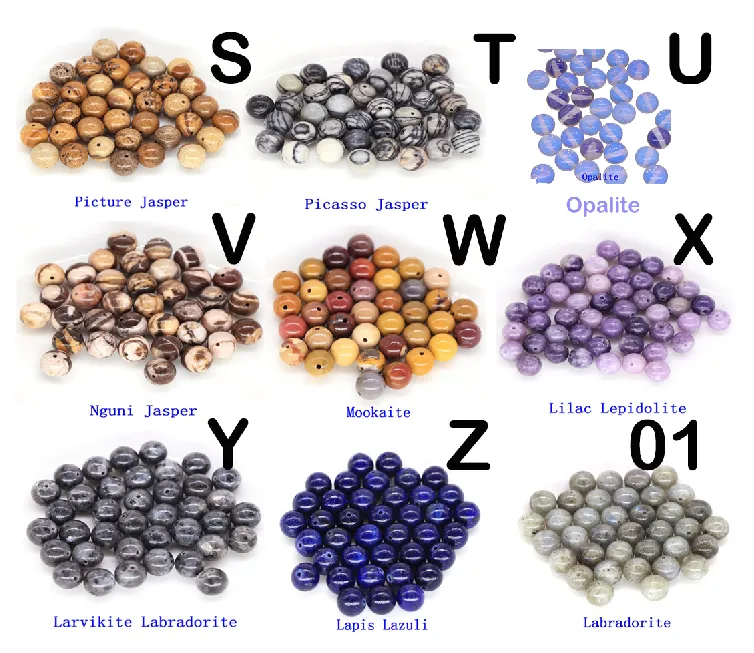 Natural Stone Beads - Bracelet Making Kit - Round Loose Gemstone Beads Lot For Jewelry Making Bracelet and Jewelry 4 mm 6 mm 8 mm 10mm DIY