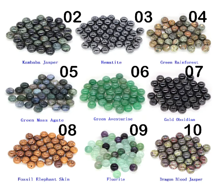 Natural Stone Beads - Bracelet Making Kit - Round Loose Gemstone Beads Lot For Jewelry Making Bracelet and Jewelry 4 mm 6 mm 8 mm 10mm DIY