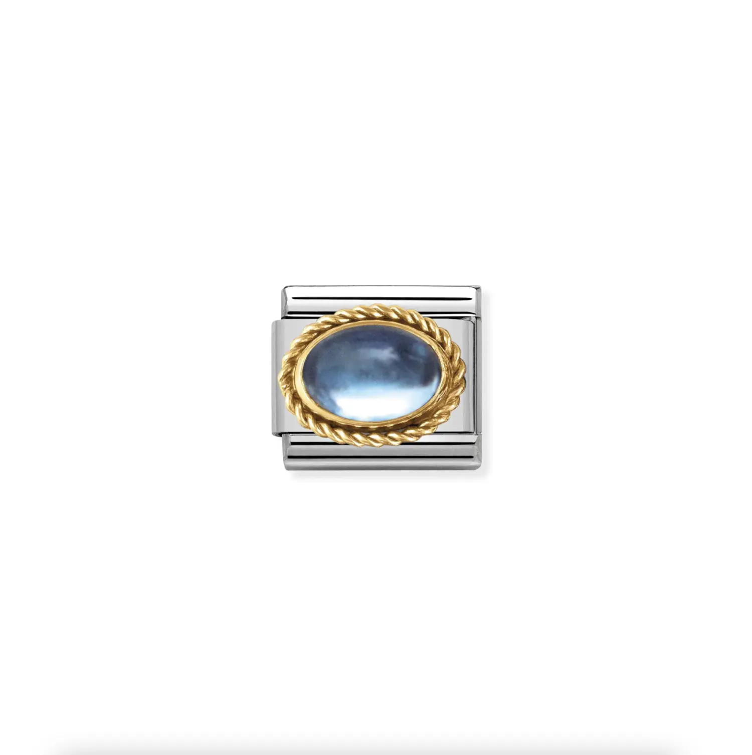 Nomination - Link Oval Stone Braided Setting 18K Gold LIGHT BLUE TOPAZ