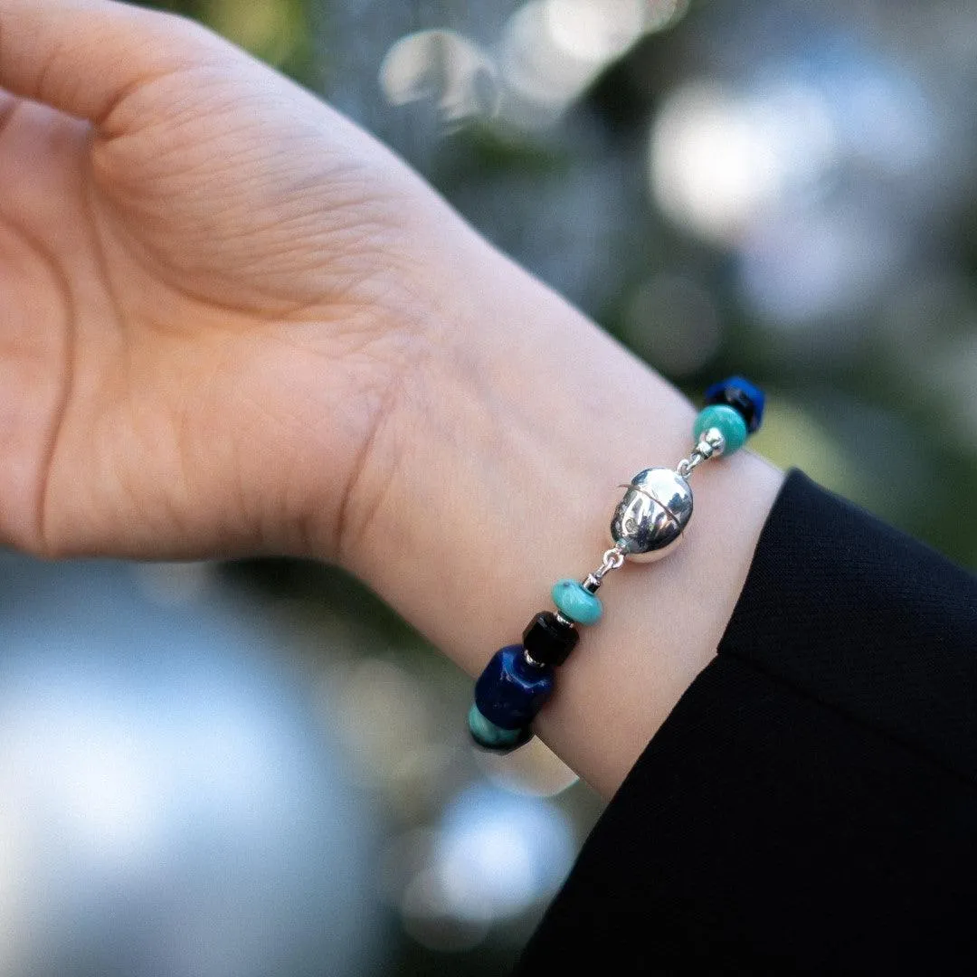 Ocean Fortune - Lapis Lazuli Turquoise Black Onyx Bracelet