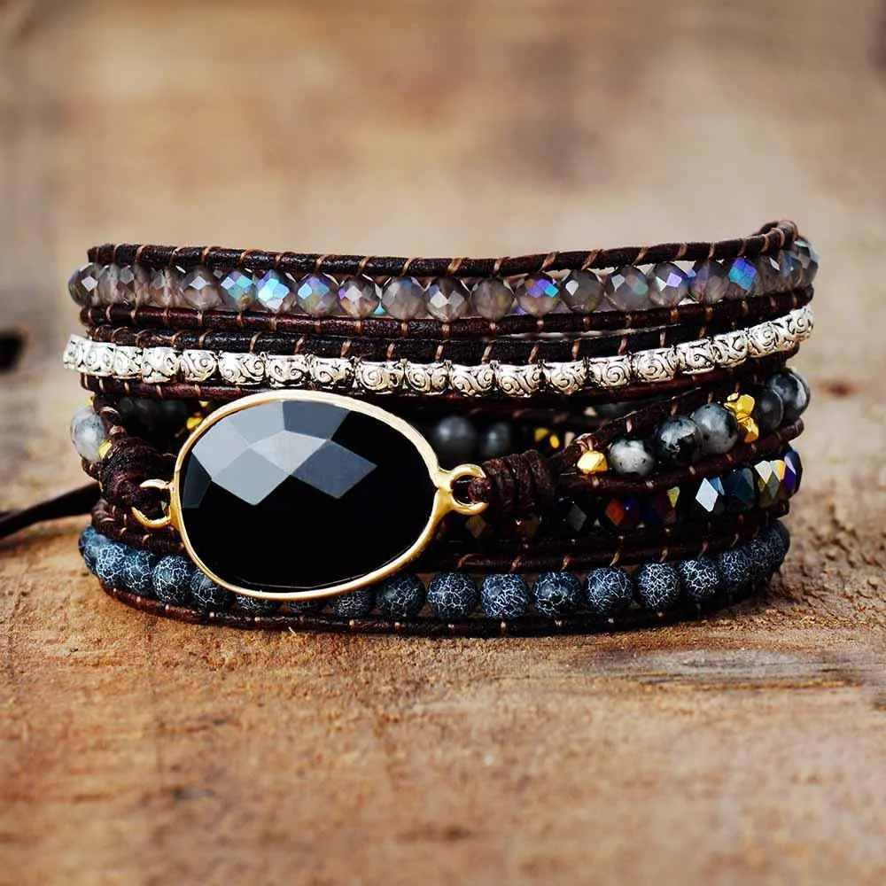 Onyx Moonlight Wrap Bracelet