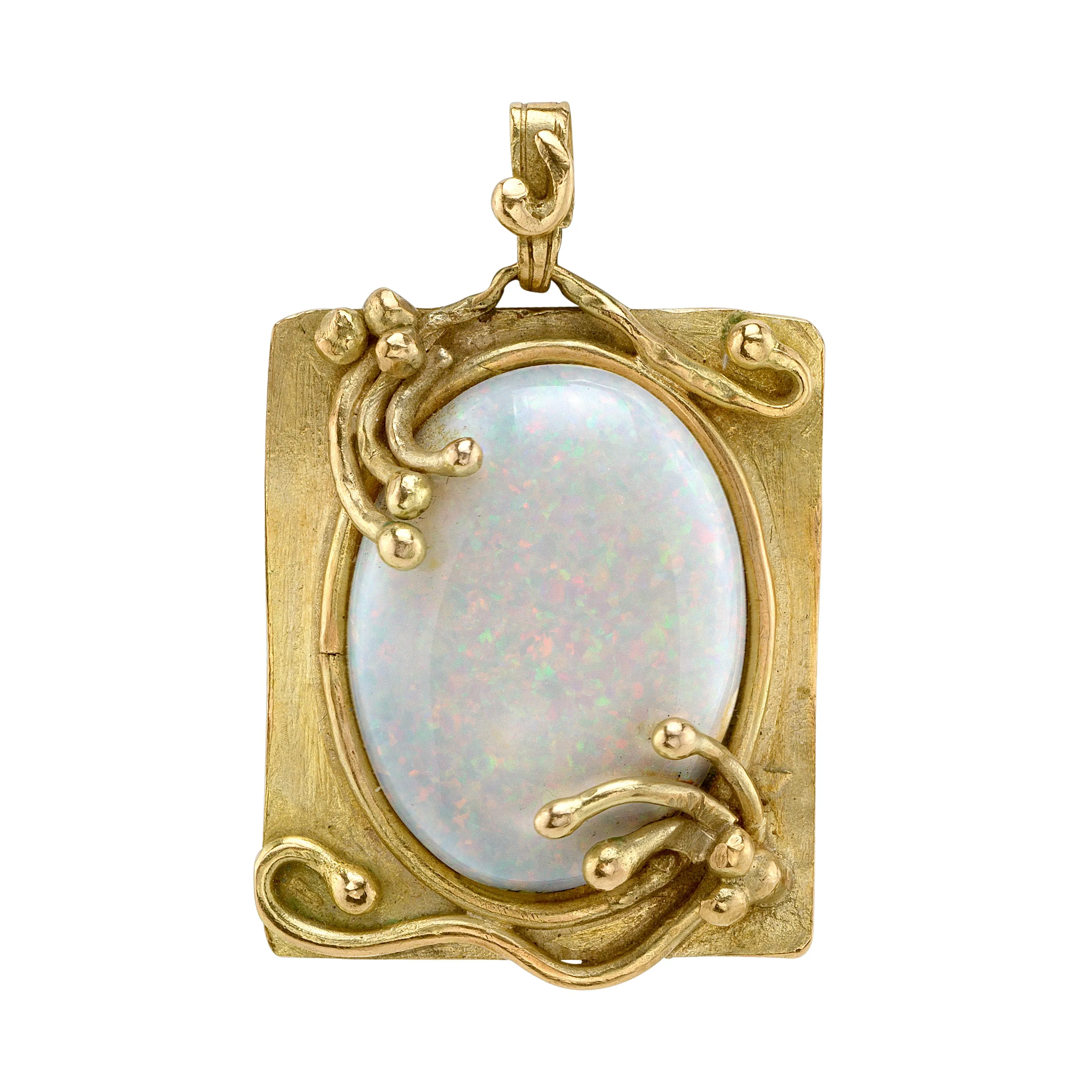 Opal Antique Mirror Charm