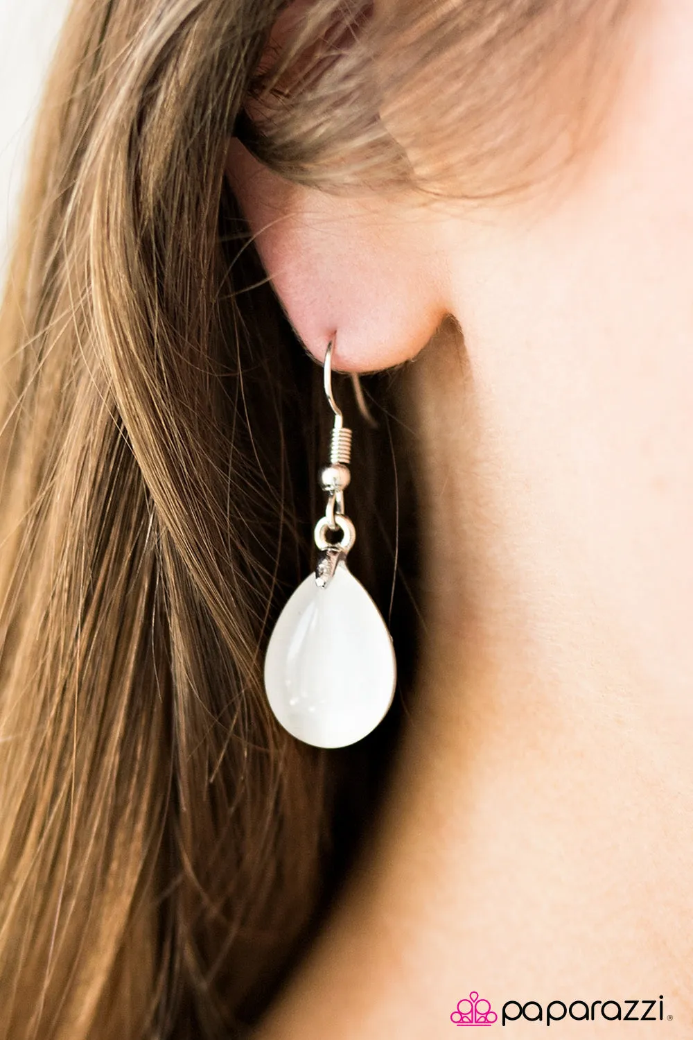 Open Door Jewelry - Drops Of Sunlight - White Earrings - Paparazzi Accessories