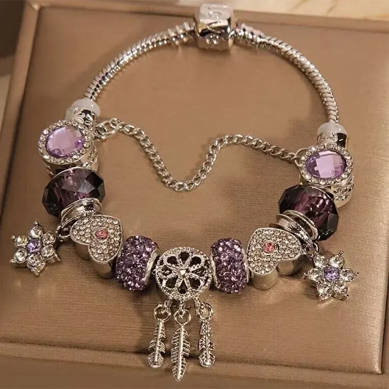 Original VIP Bracelet purple beaded Charm bracelet For Women