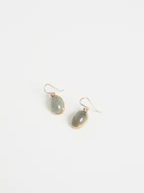 Oval Ceylon Moonstone Earrings in 18k Yellow Gold