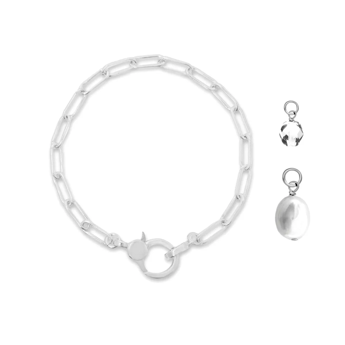 Paperclip Chain Charm Holder Bracelet Gift Set