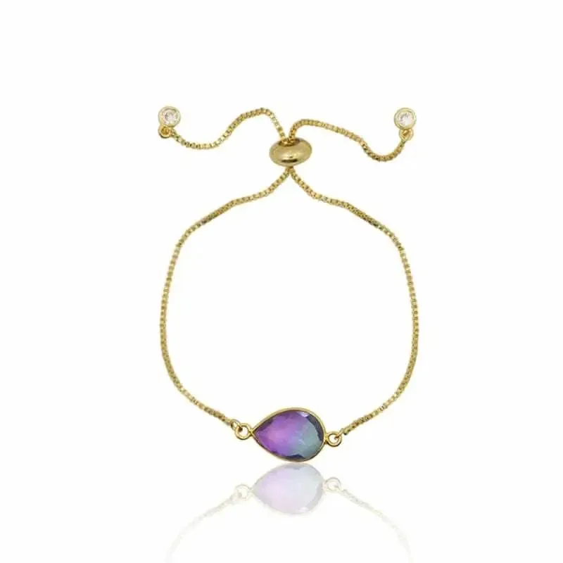 Peacock Aura Teardrop Purple Bracelet