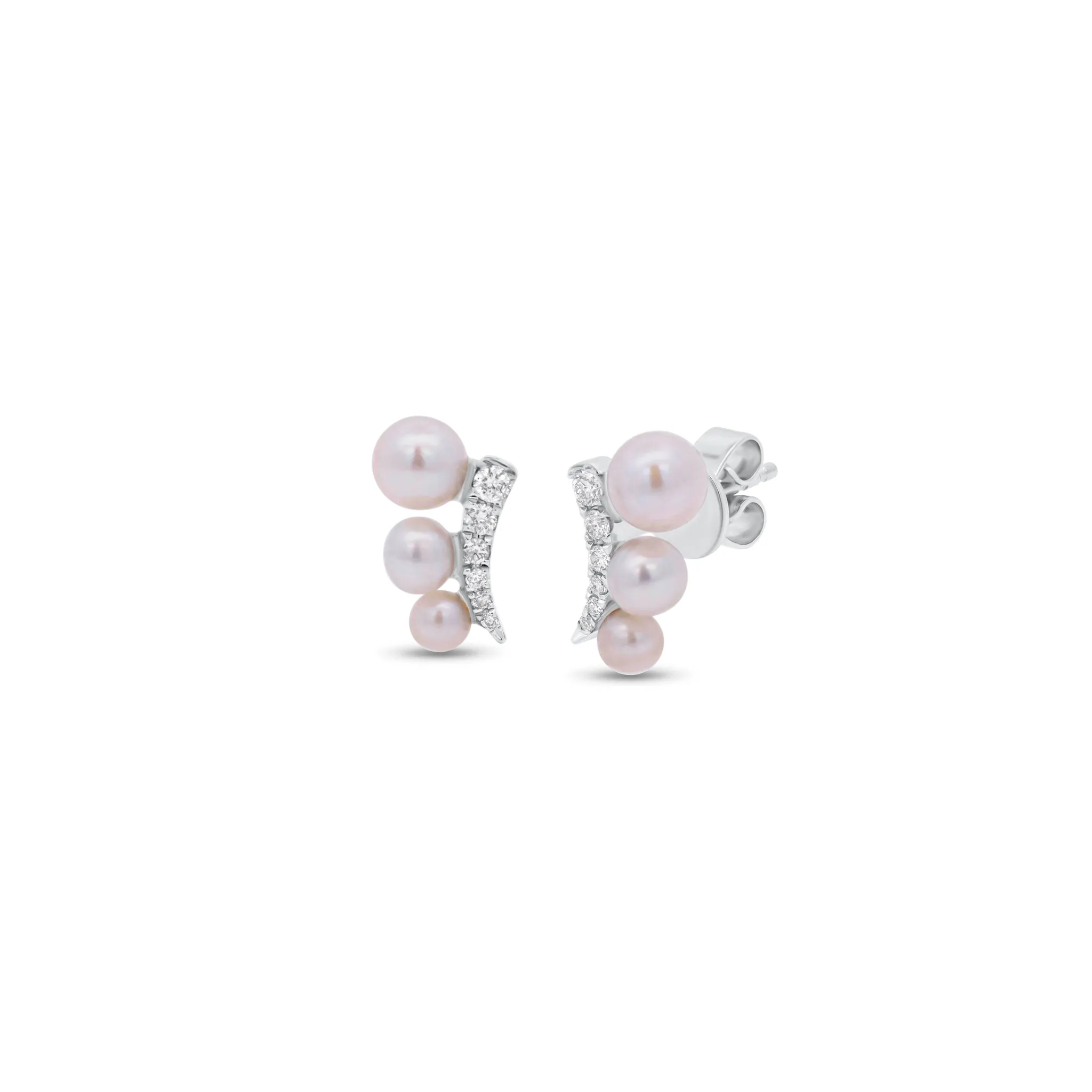 Pearl & Diamond Crawler Earrings