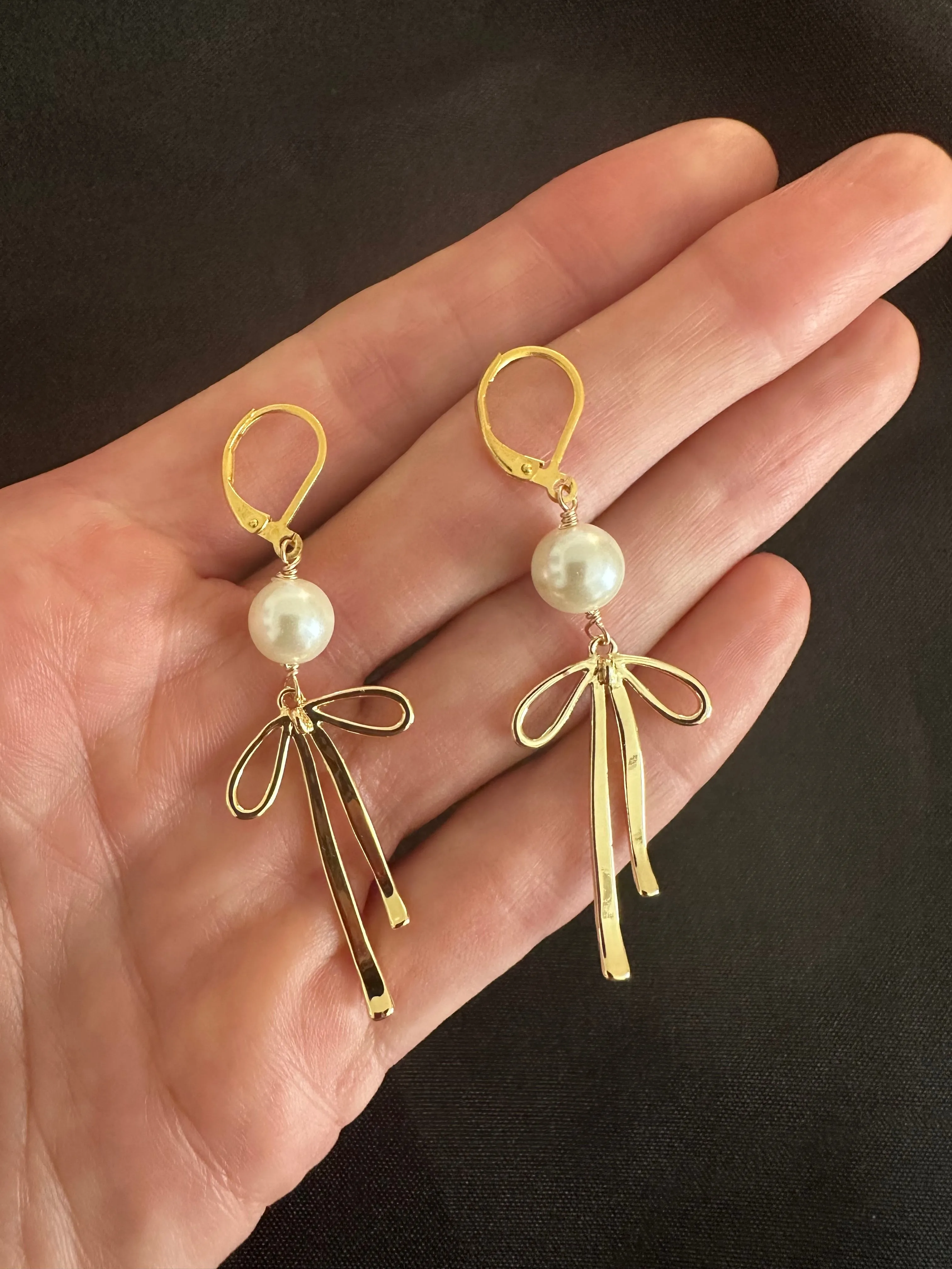 Pearl Bowtie Earrings