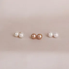 Pearl Gold Stud Post Earrings