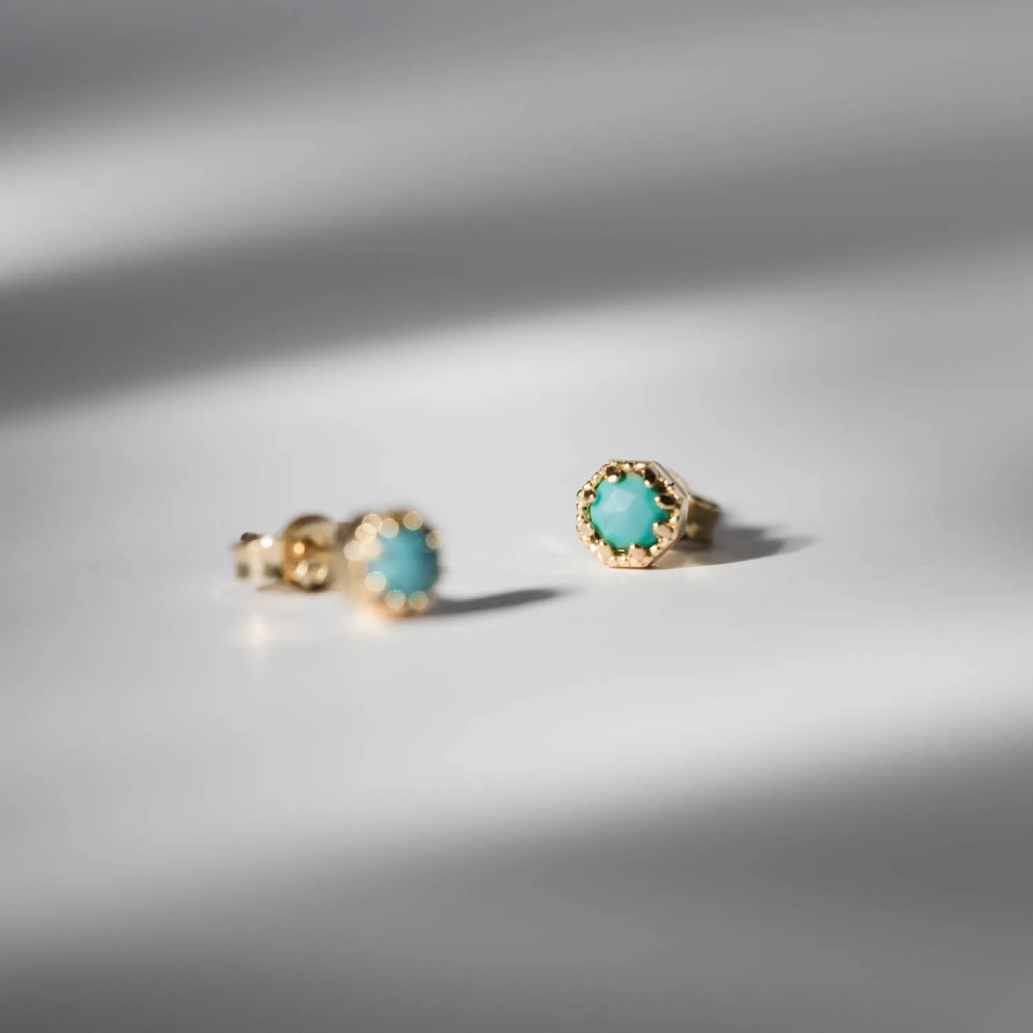 Petite Crown Bezel Turquoise Earrings