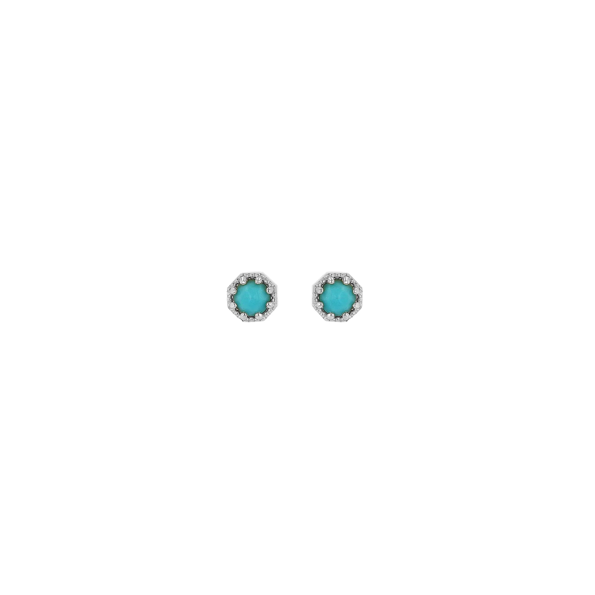 Petite Crown Bezel Turquoise Earrings