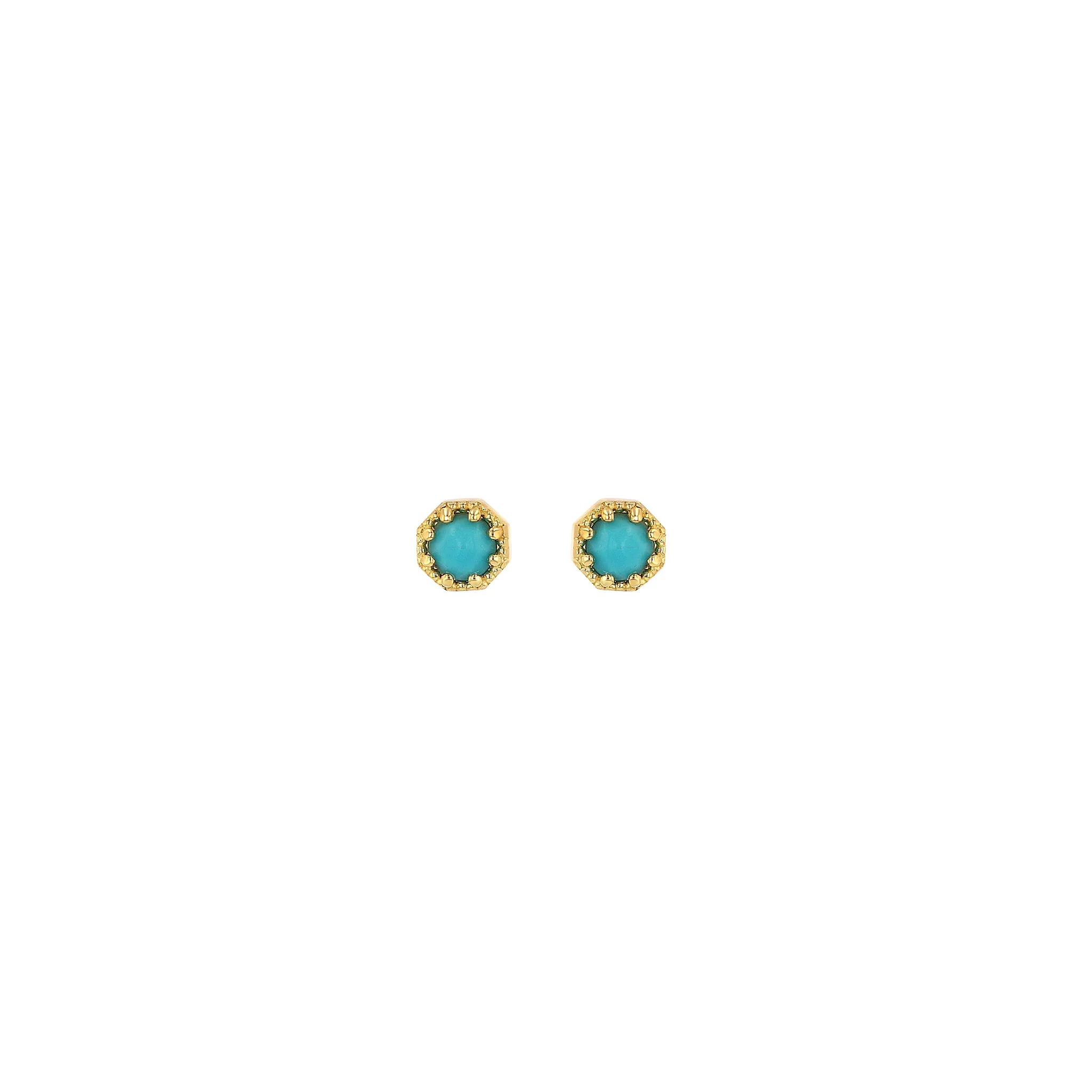 Petite Crown Bezel Turquoise Earrings