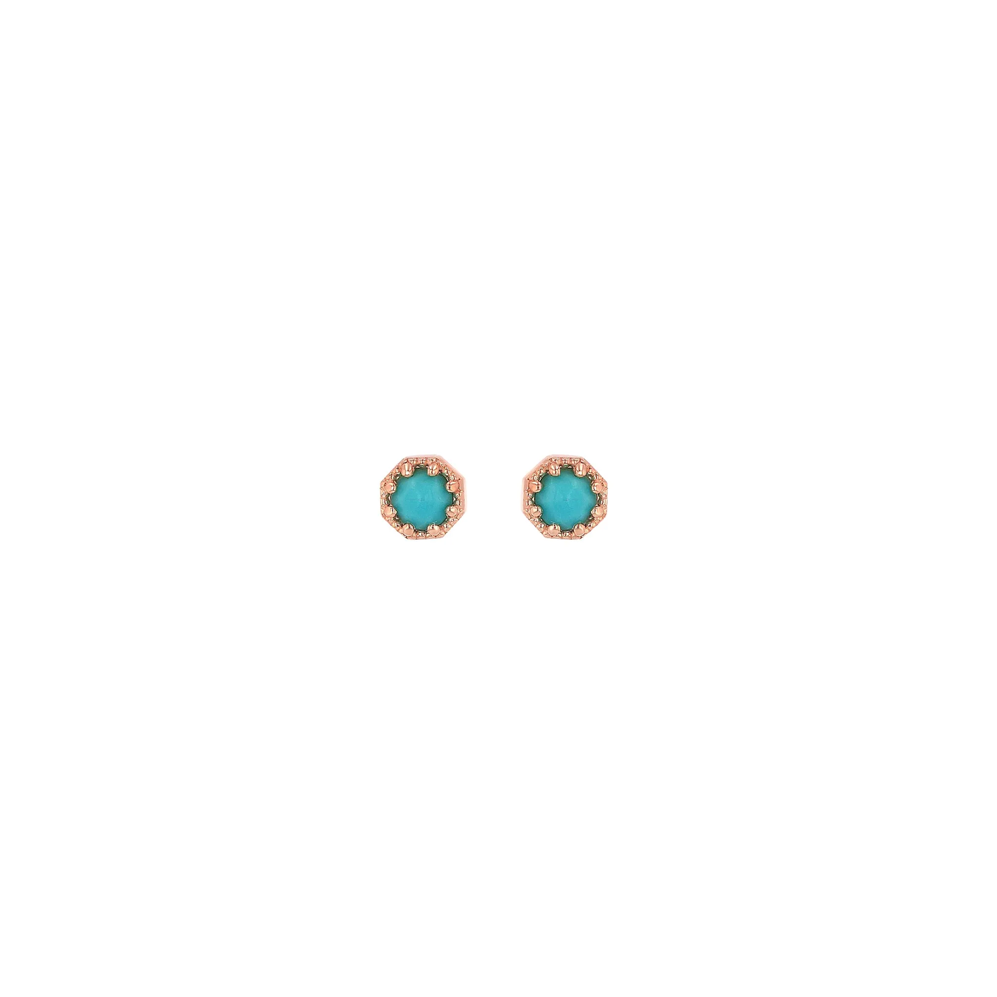 Petite Crown Bezel Turquoise Earrings