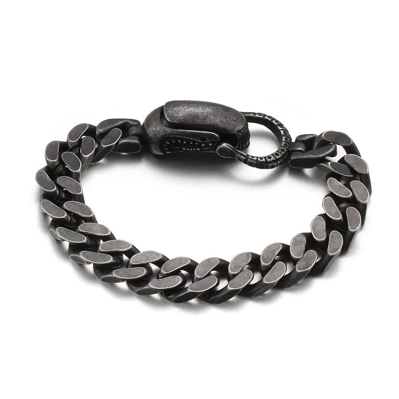 Punk-Inspired Cuban Titanium Steel Bracelet for Men - European American Trend