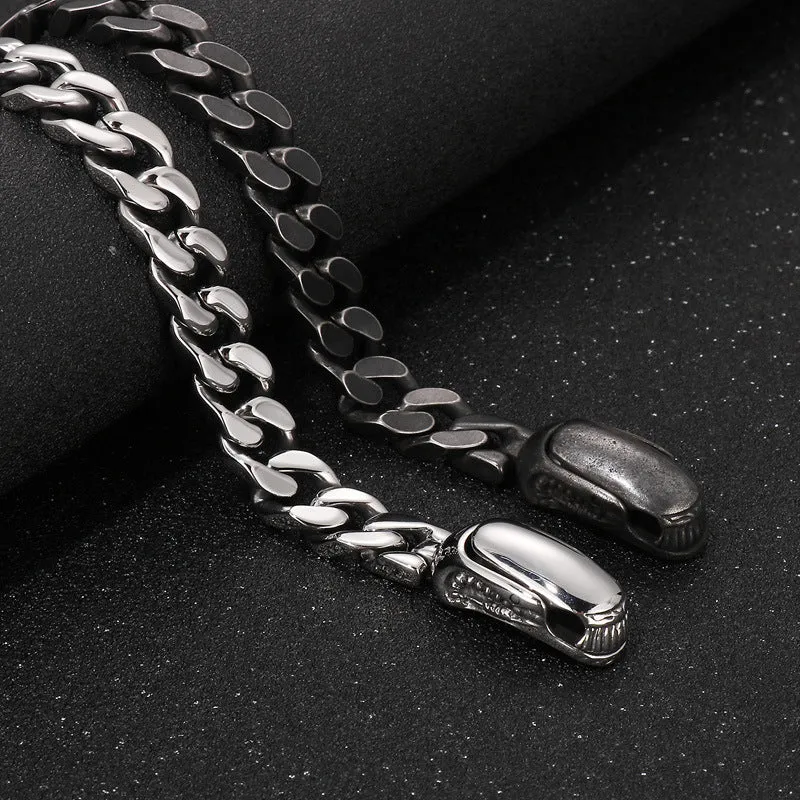 Punk-Inspired Cuban Titanium Steel Bracelet for Men - European American Trend