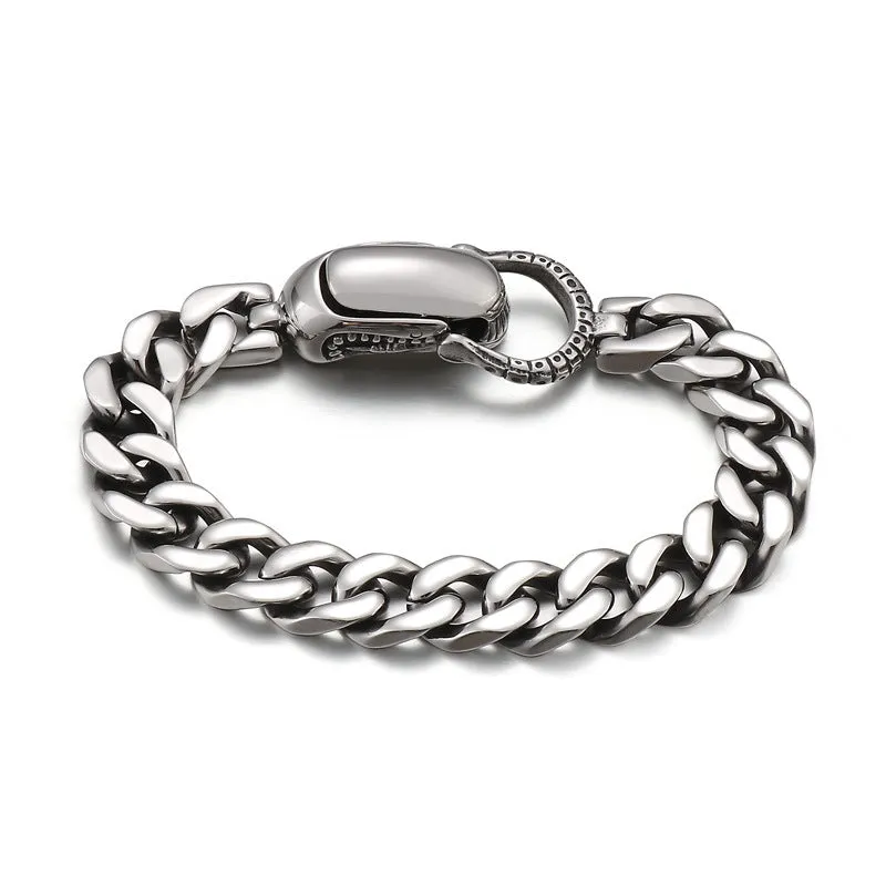 Punk-Inspired Cuban Titanium Steel Bracelet for Men - European American Trend