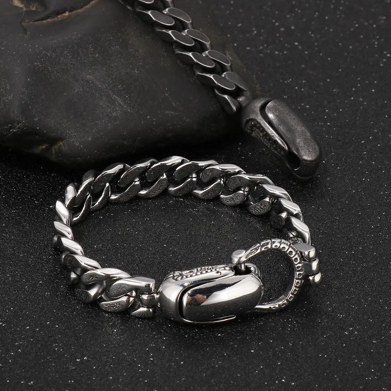 Punk-Inspired Cuban Titanium Steel Bracelet for Men - European American Trend