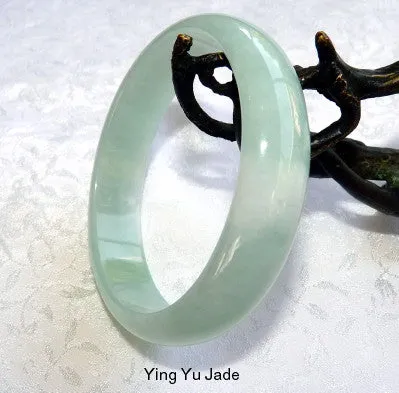 "Cloud of  Bliss" Glowing Burmese Jadeite "Old Mine" Bangle Bracelet 55mm (BB2582)