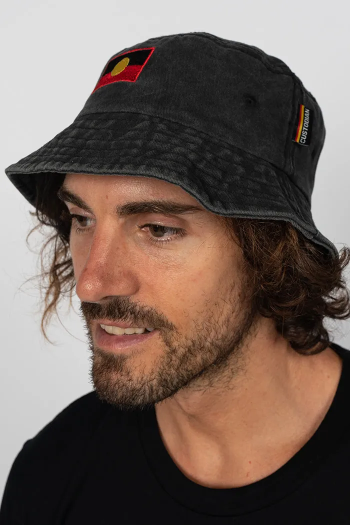 "Raise The Flag" Aboriginal Flag Acid Washed Bucket Hat