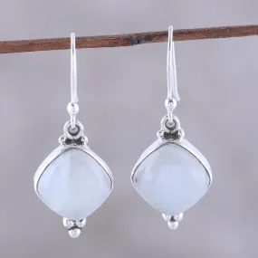 Rainbow Moonstone Dangle Earrings from India - Gleaming Grandeur | NOVICA