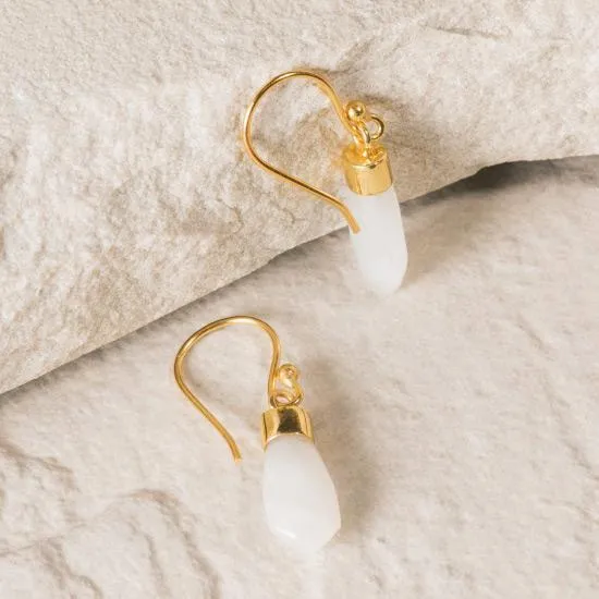 Rainbow Moonstone Drop Earrings - 18k Gold