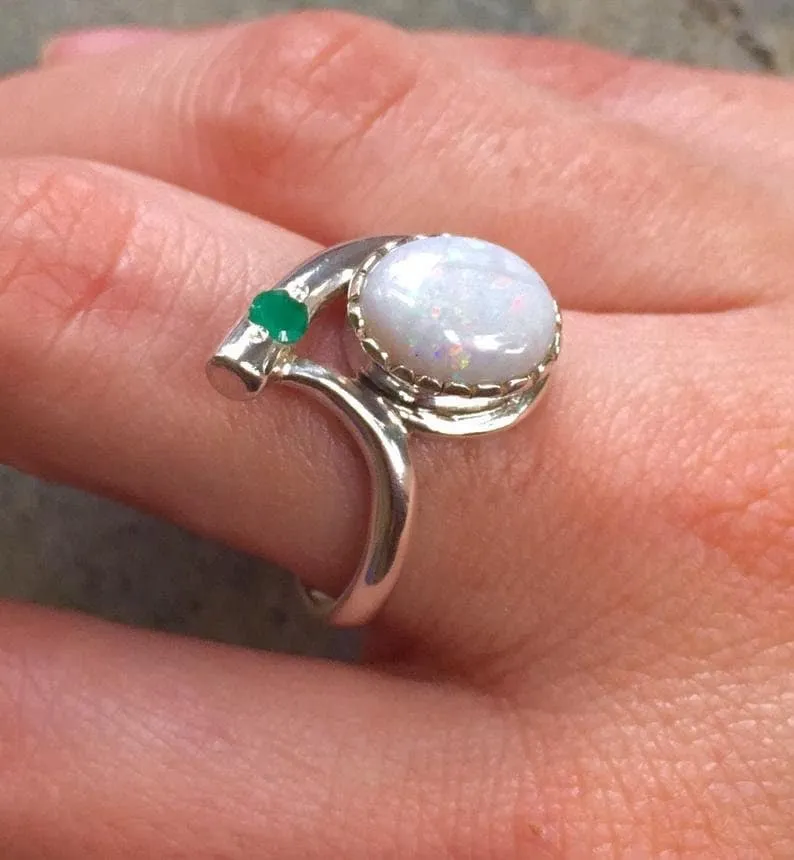 Rainbow Moonstone Ring - Natural Moonstone Ring - June Birthstone Ring