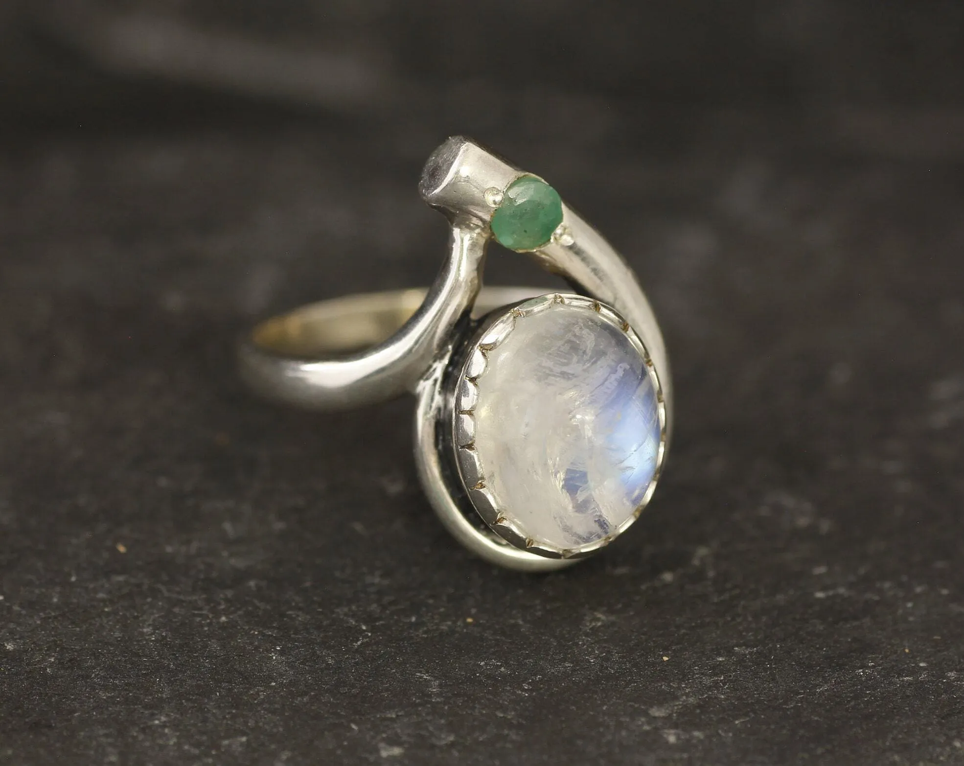 Rainbow Moonstone Ring - Natural Moonstone Ring - June Birthstone Ring