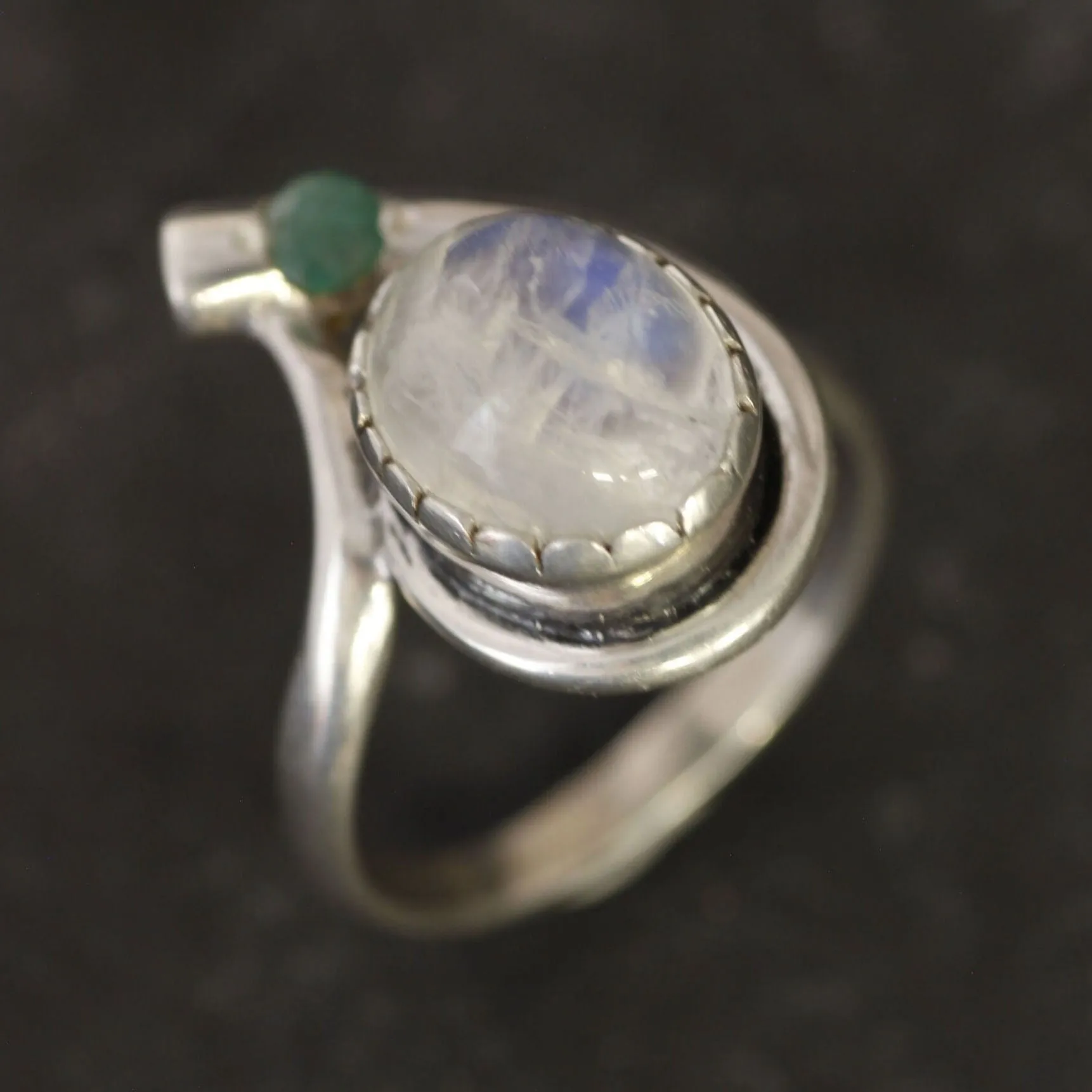 Rainbow Moonstone Ring - Natural Moonstone Ring - June Birthstone Ring