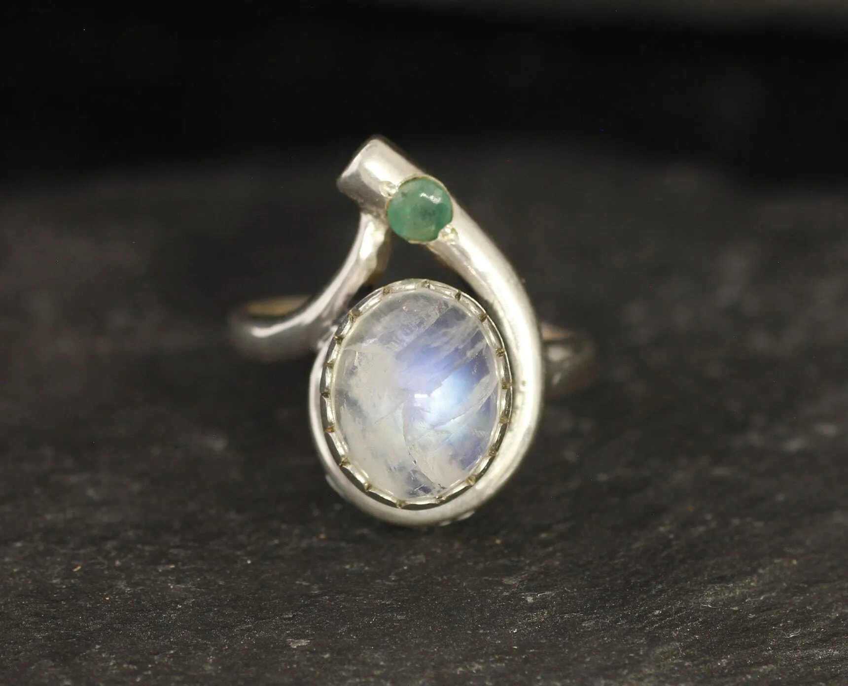 Rainbow Moonstone Ring - Natural Moonstone Ring - June Birthstone Ring