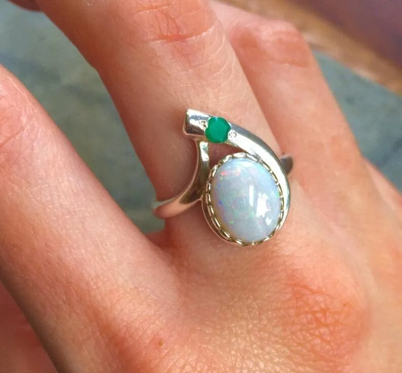 Rainbow Moonstone Ring - Natural Moonstone Ring - June Birthstone Ring