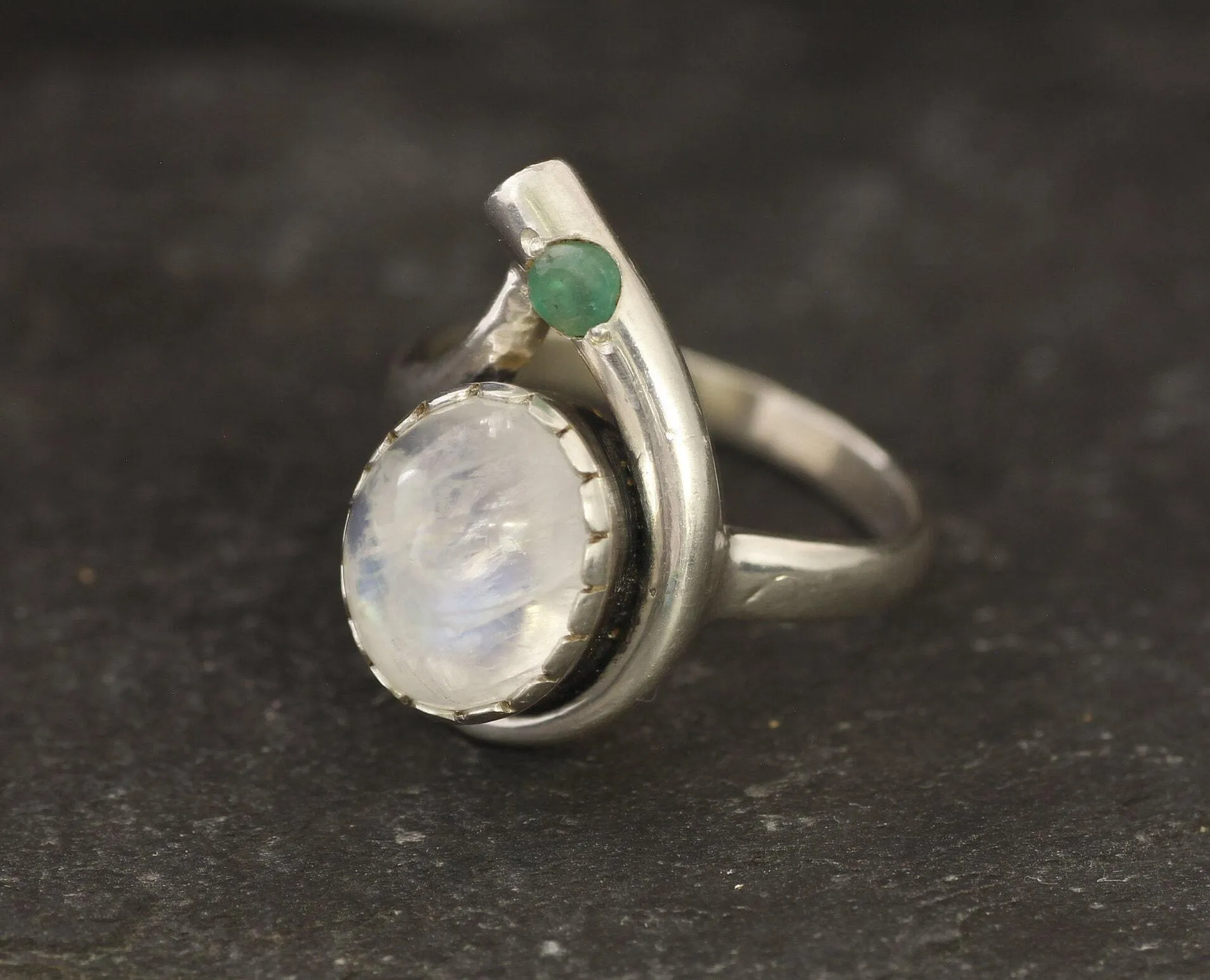 Rainbow Moonstone Ring - Natural Moonstone Ring - June Birthstone Ring