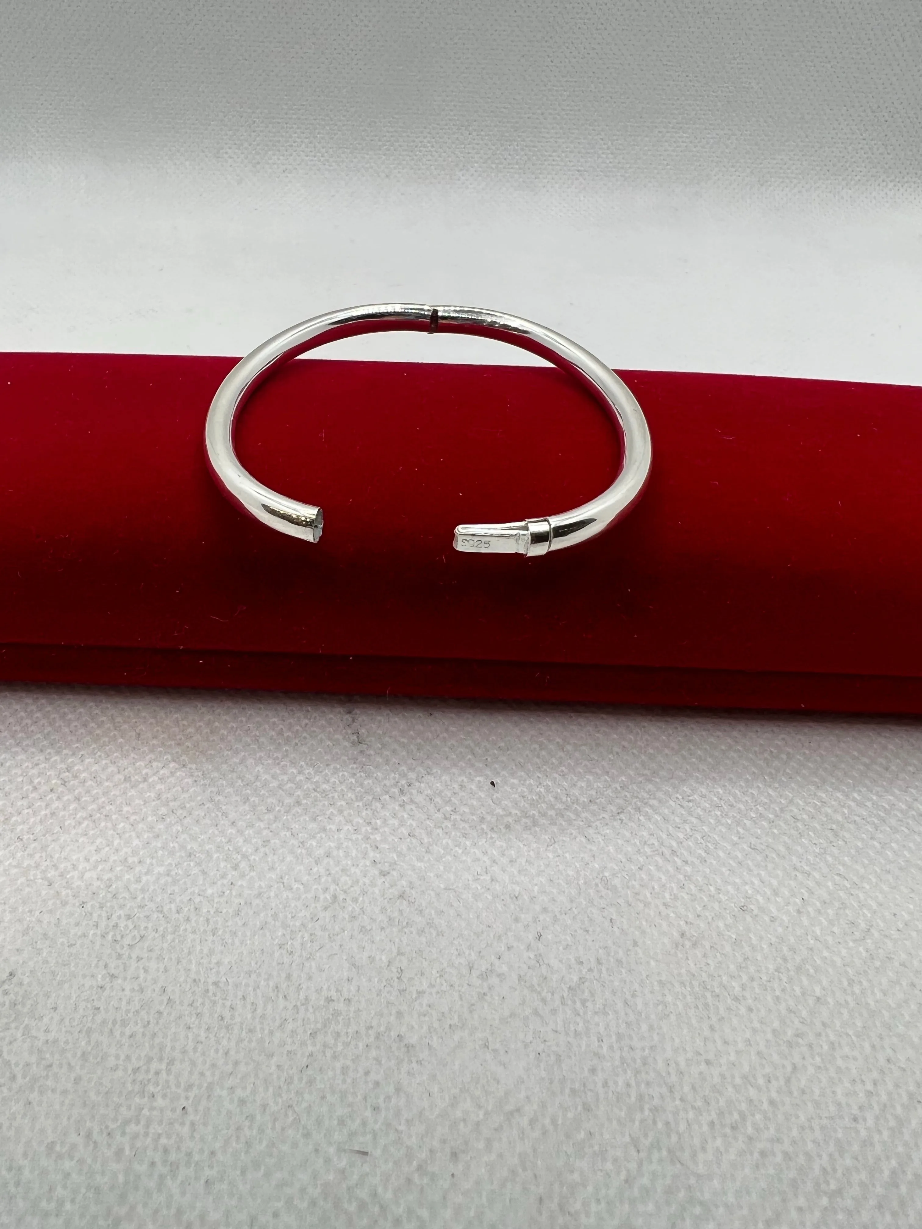 Real silver oval shape baby bangle