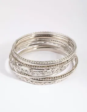 Rhodium Statement Bangle Pack