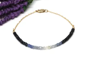 Sapphire Ombré Gemstone Half Bar Bracelet