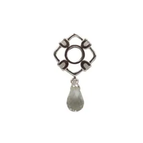 Silver & White Blue Topaz Teardrop Dangle Charm S121WT