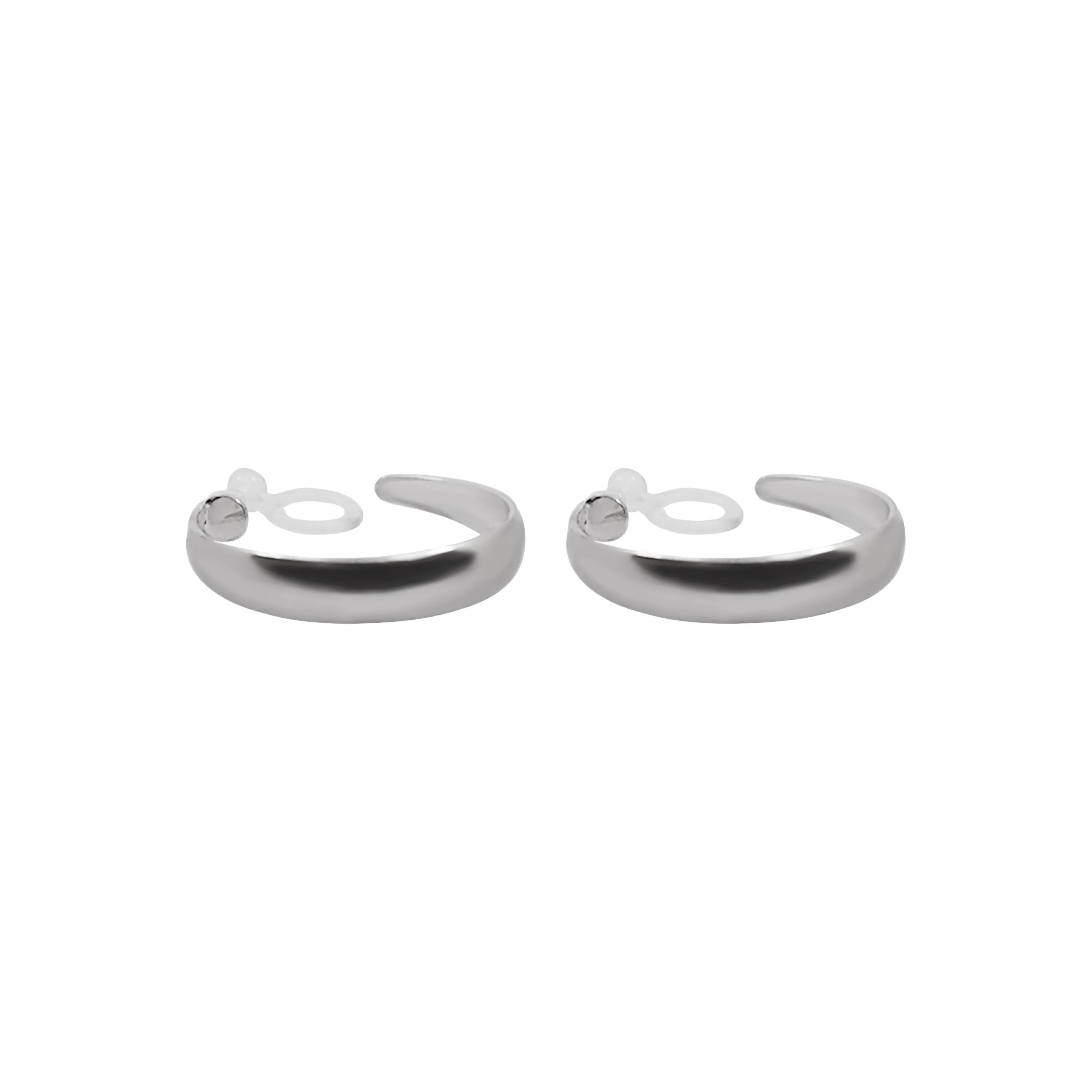 Silver Rounded Invisible Clip On Hoop Earrings