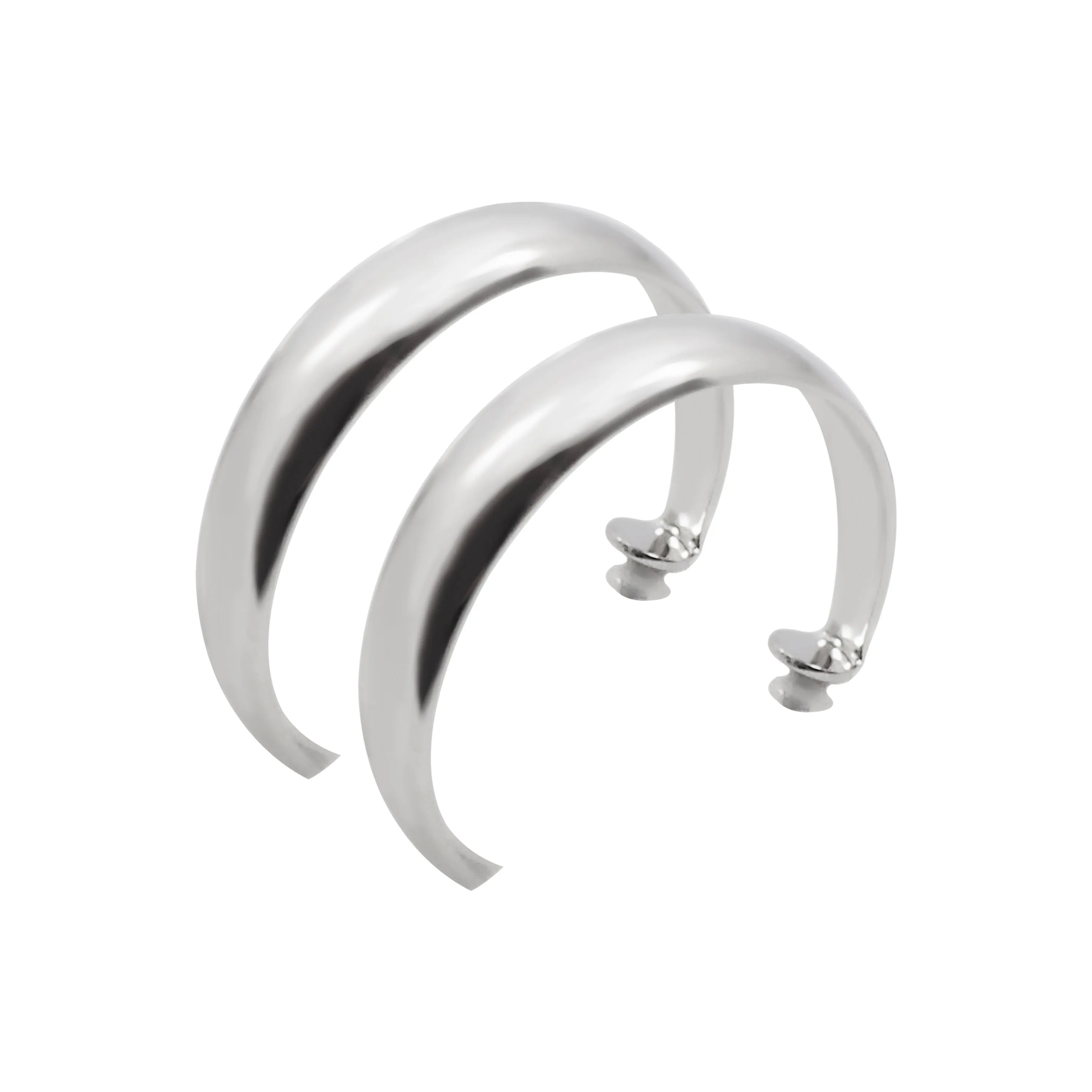 Silver Rounded Invisible Clip On Hoop Earrings