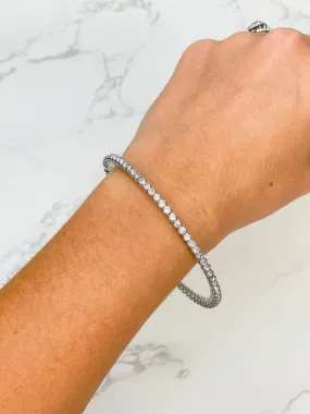 Simple Rhinestone Cuff Bracelet - Silver